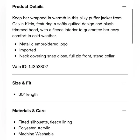 Calvin Klein Big Girls Aerial Jacket - Picture 3 of 3